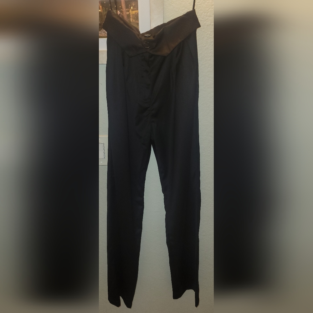 Commense Street Fold Over Waist Straight Leg Black Pants New With Tags